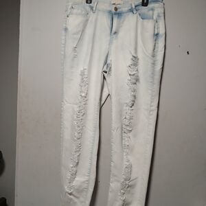 Nicki Minaj Ladies Light Blue Distressed Jeans. Size 13/14